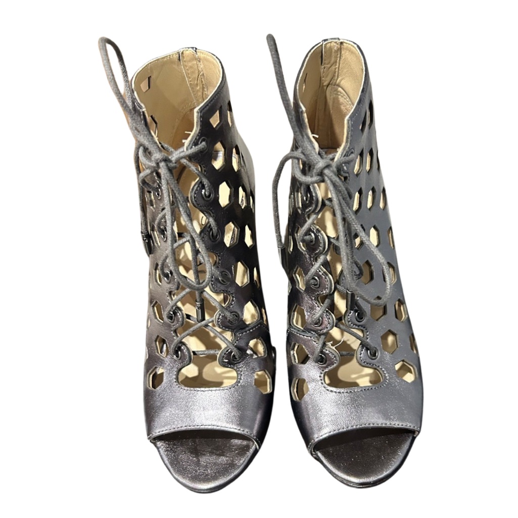 Via Spiga Open Toe Caged Booties Size 5.5m Silver